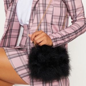 Black fur cross body bag